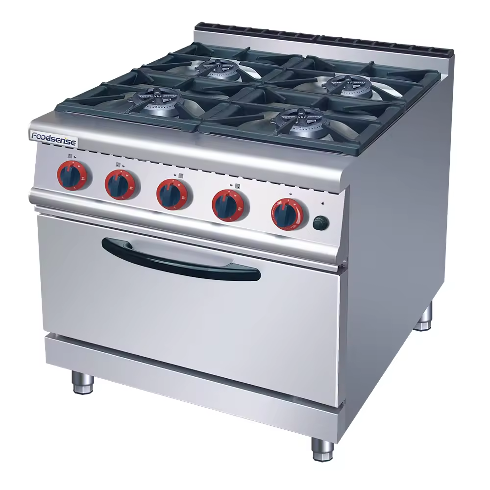 High-Efficiency 4-Burner Commercial Gas Range with Oven