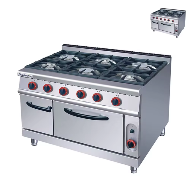 High-Power 6-Burner Commercial Gas Range with Oven - 88992 BTU