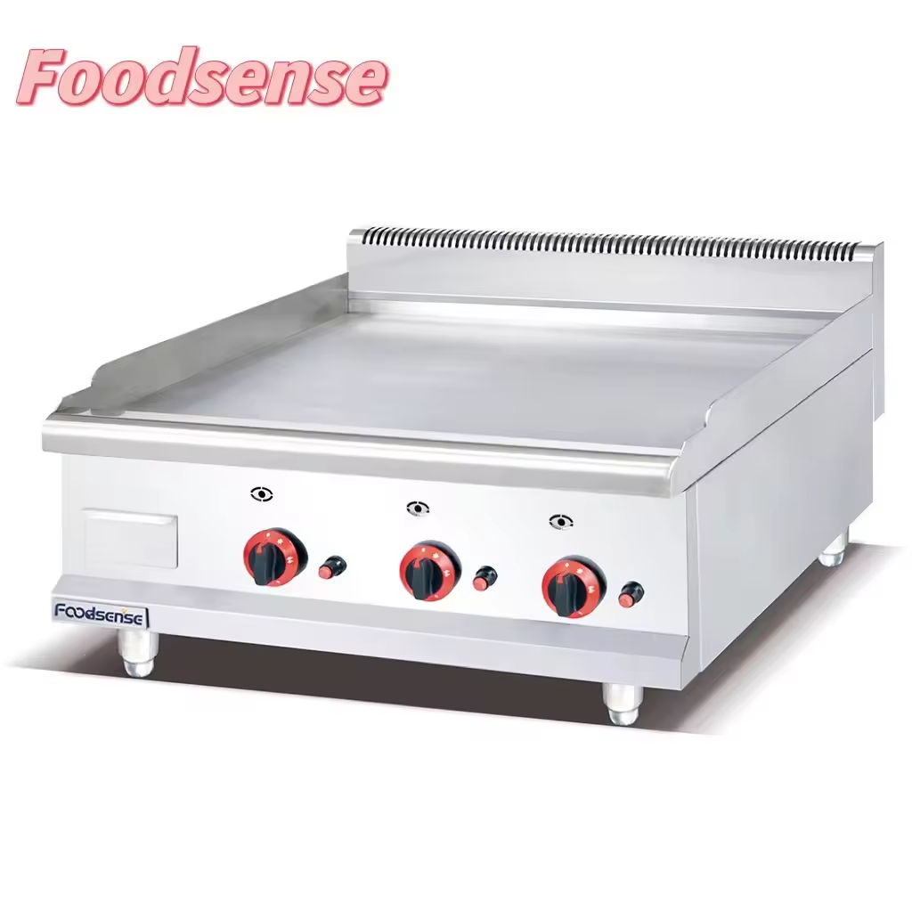 Commercial Stainless Steel Gas Griddle with Gas Fryers – 12KW Power