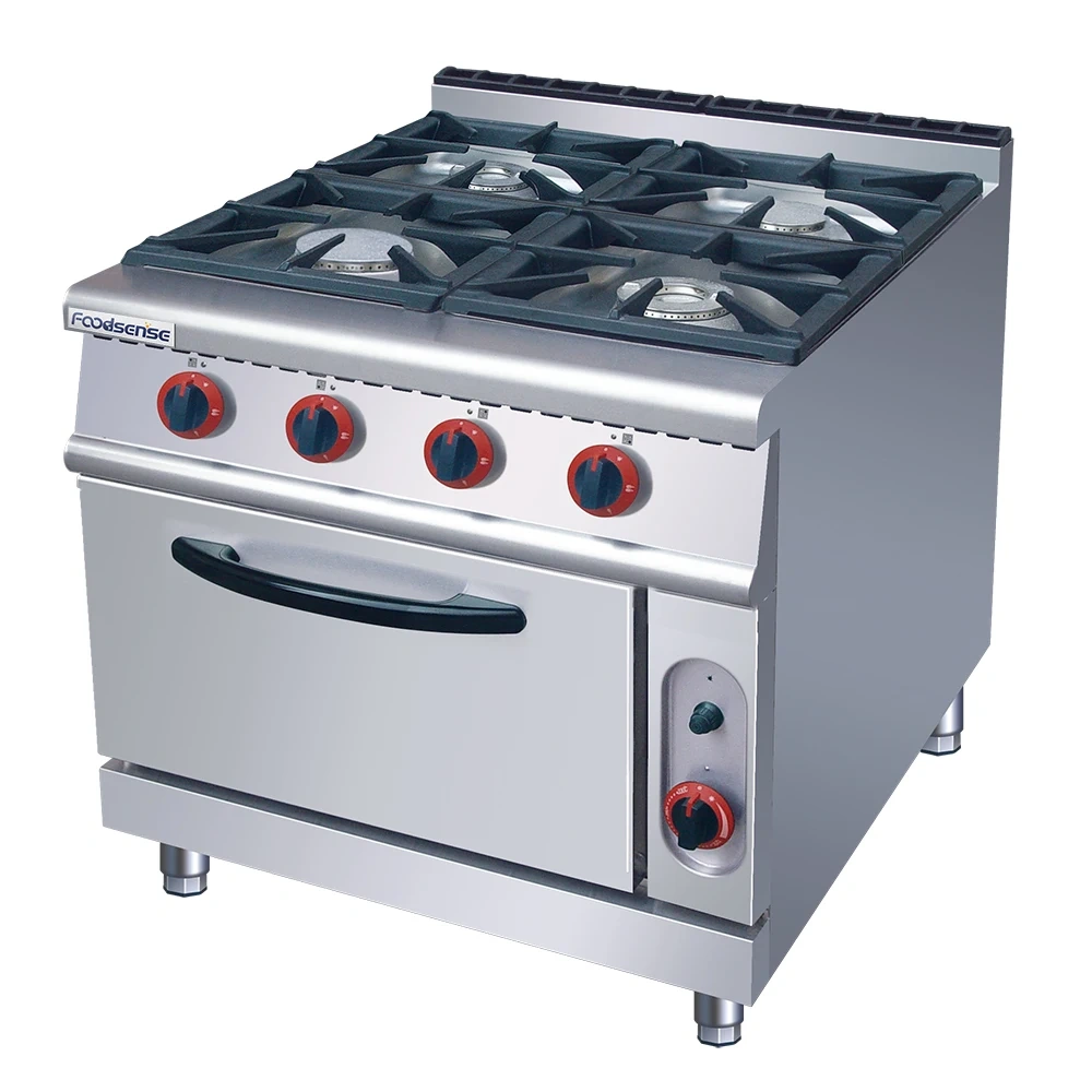 High-Efficiency 4-Burner Commercial Gas Range with Oven