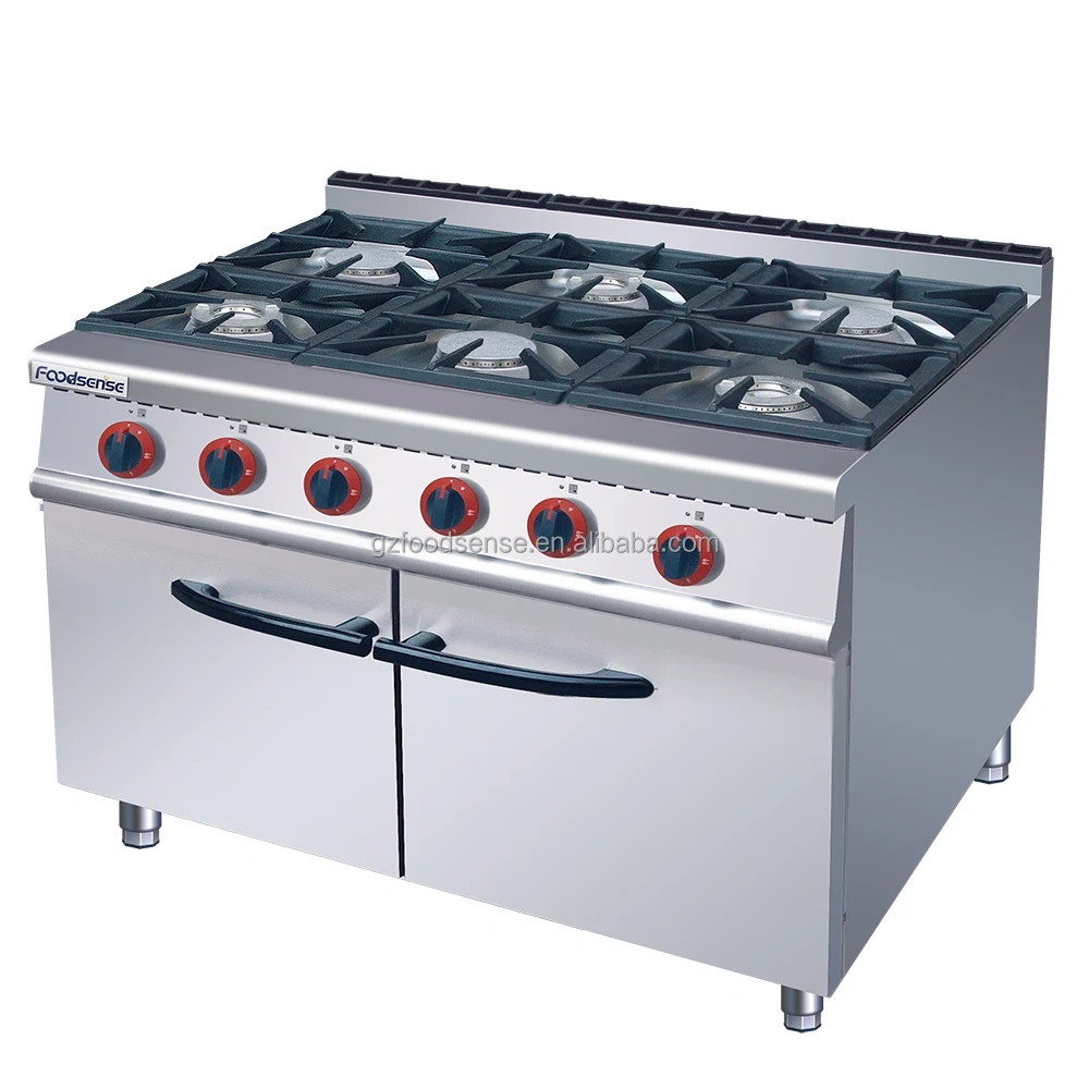 High-Power 6-Burner Commercial Gas Range with Oven - 88992 BTU