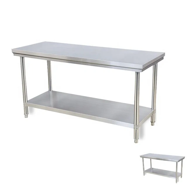 High-Quality Stainless Steel 2-Layer Workbench with Under Shelf