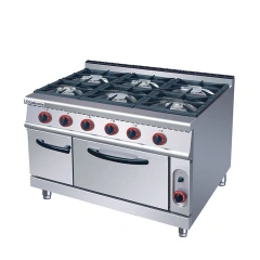 Commercial kitchen professional 6 burner gas  range with gas oven