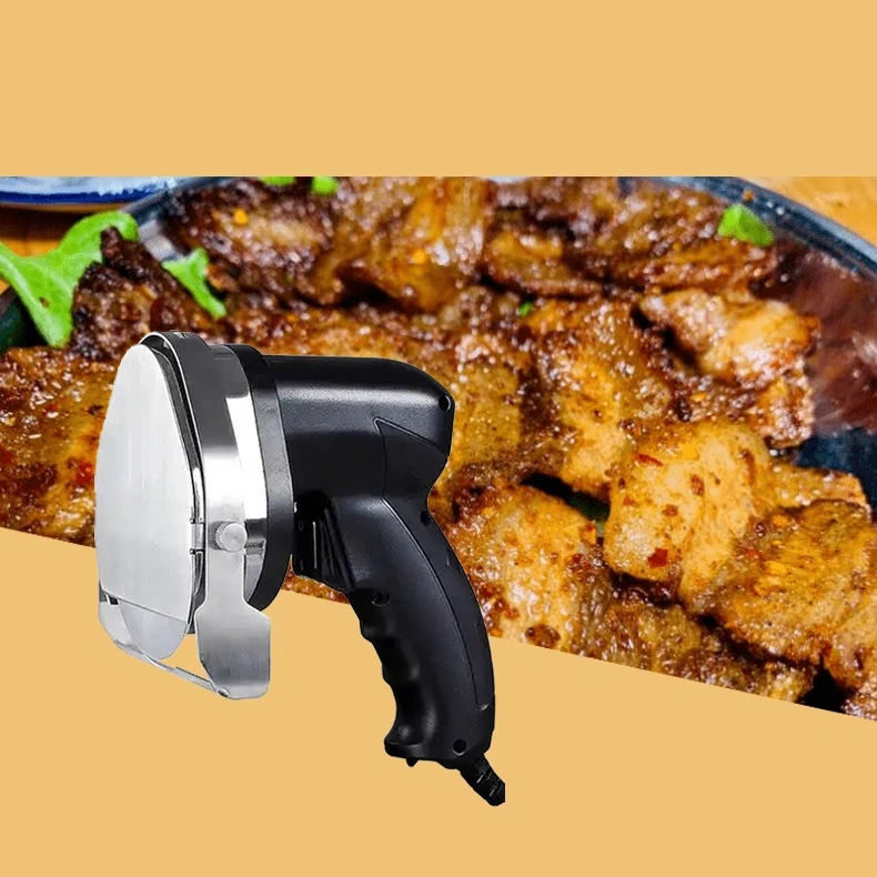 Commercial Shawarma Slicer | Black Handle, Stainless Steel