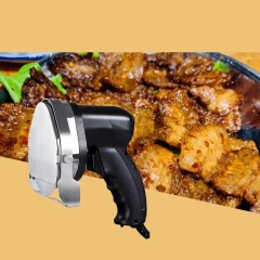 Commercial Shawarma Slicer | Black Handle, Stainless Steel