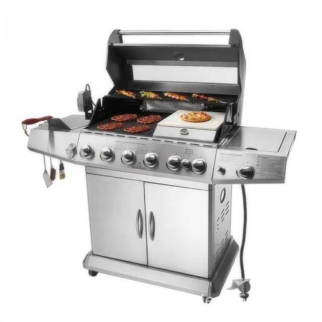 Stainless steel commercial smokeless gas vertical barbecue grill