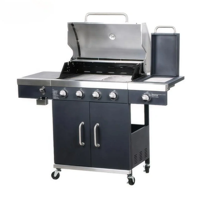 Stainless steel commercial smokeless gas vertical barbecue grill