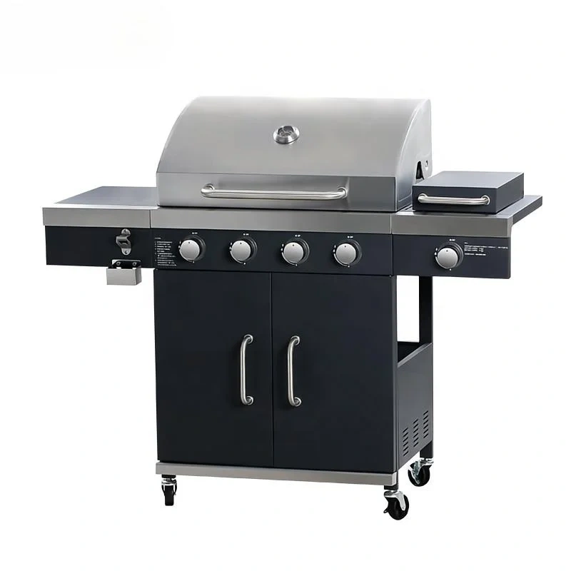 Stainless steel commercial smokeless gas vertical barbecue grill