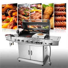 Stainless steel commercial smokeless gas vertical barbecue grill