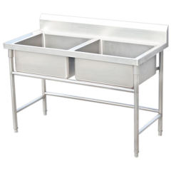 Commercial stainless steel kitchen double wash sink table