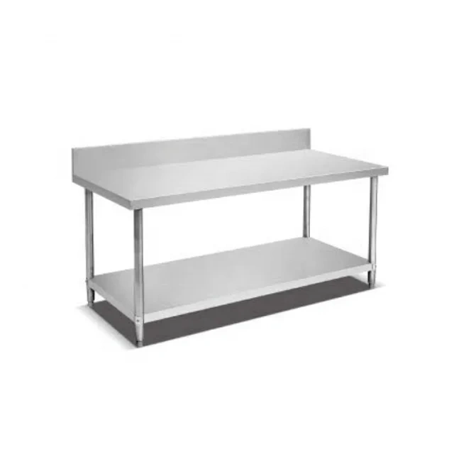 Commercial stainless steel kitchen double wash sink table