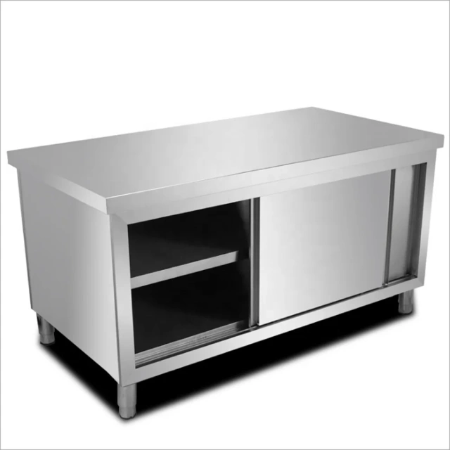 Commercial stainless steel kitchen double wash sink table