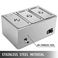 3 Electric Bain Marie Stainless Steel Food Heating  Warm Cabinet