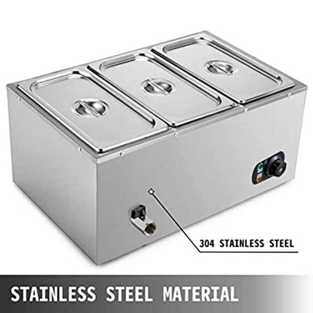 3 Electric Bain Marie Stainless Steel Food Heating  Warm Cabinet