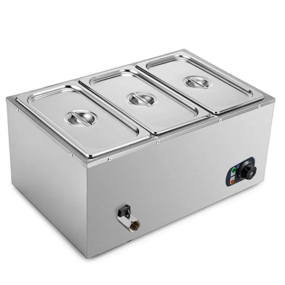 3 Electric Bain Marie Stainless Steel Food Heating  Warm Cabinet