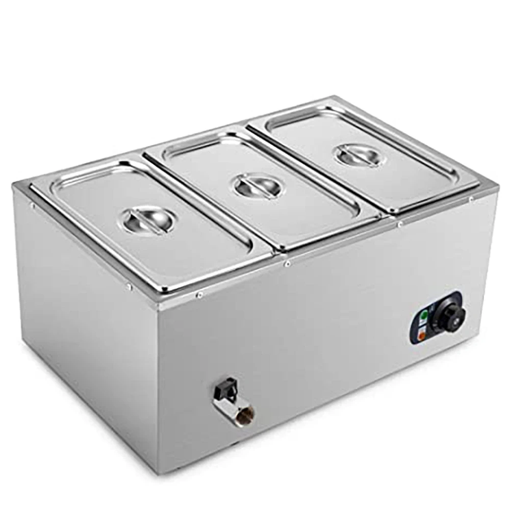 3 Electric Bain Marie Stainless Steel Food Heating  Warm Cabinet