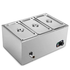 3 Electric Bain Marie Stainless Steel Food Heating  Warm Cabinet