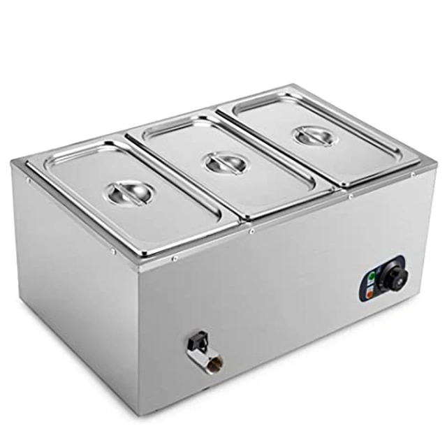 3 Electric Bain Marie Stainless Steel Food Heating  Warm Cabinet