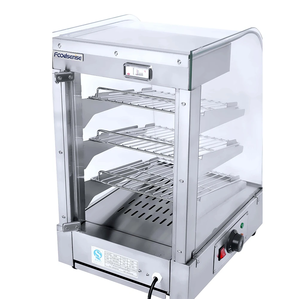 White curved 3-layer aluminum shelf food insulation display cabinet
