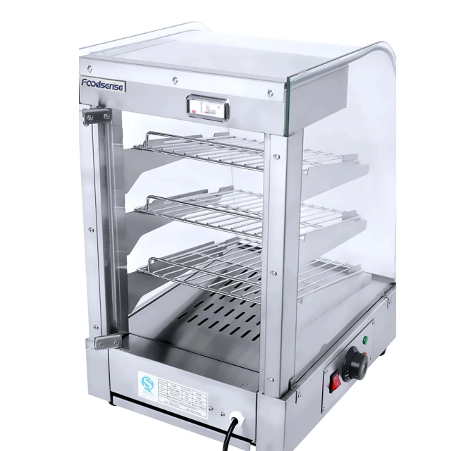 White curved 3-layer aluminum shelf food insulation display cabinet