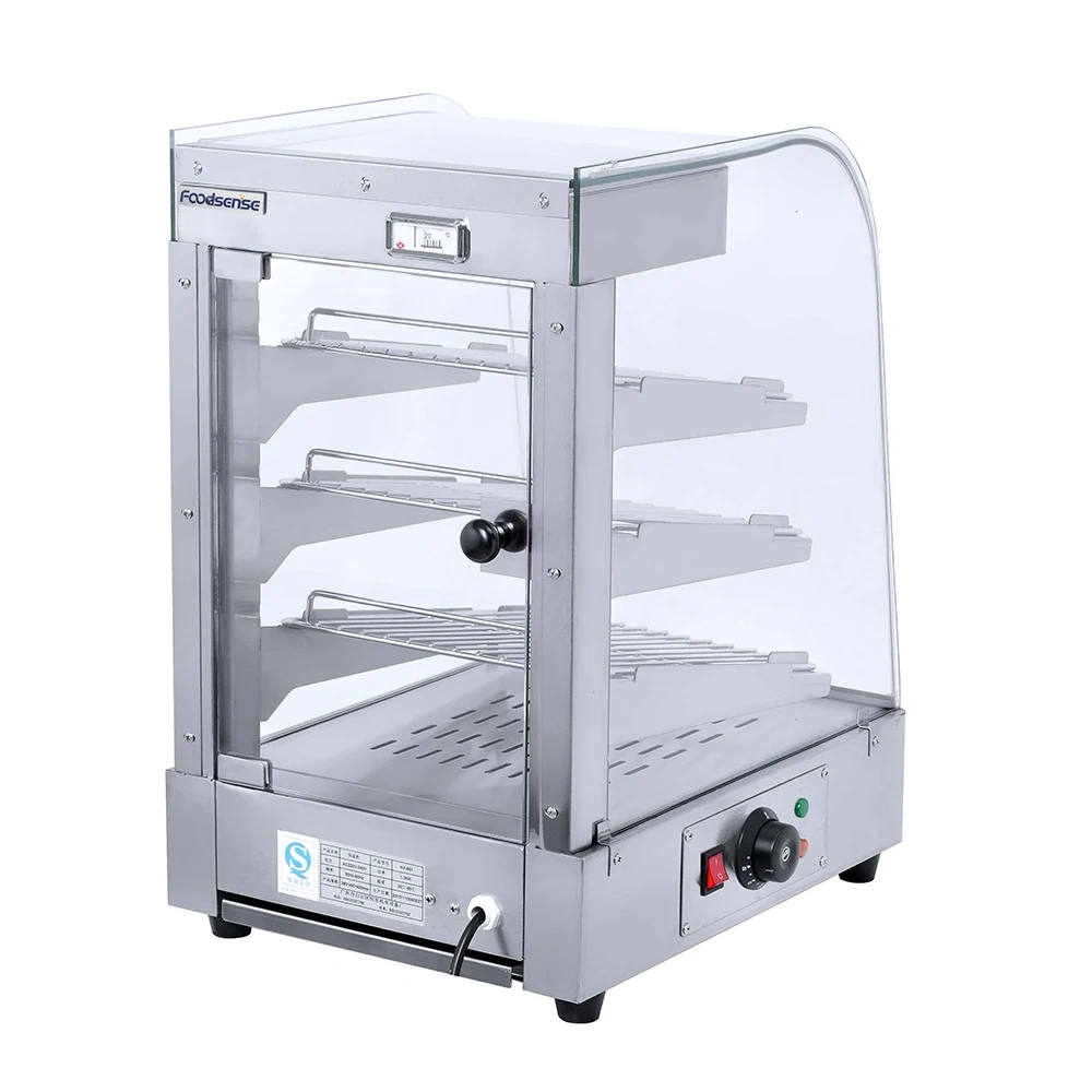 White curved 3-layer aluminum shelf food insulation display cabinet