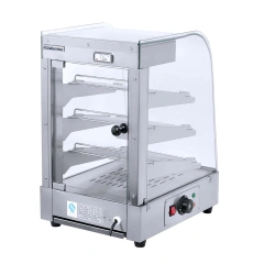 White curved 3-layer aluminum shelf food insulation display cabinet