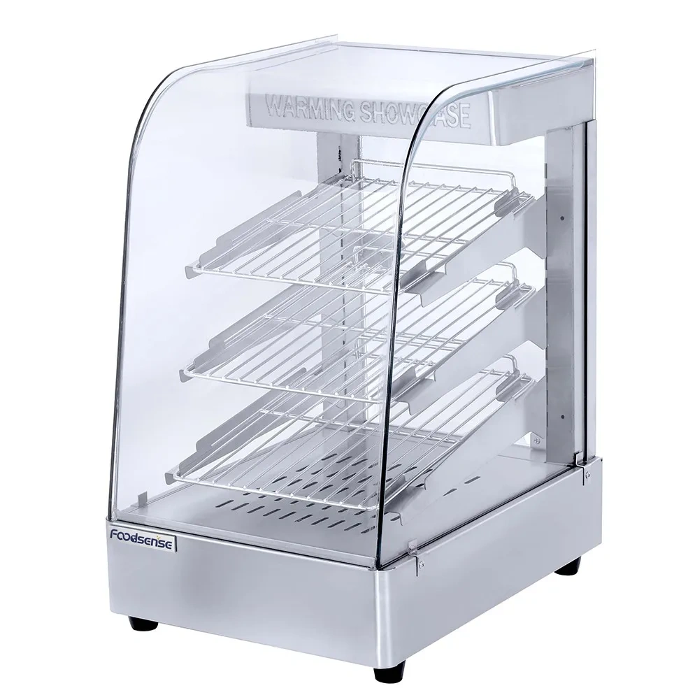 White curved 3-layer aluminum shelf food insulation display cabinet