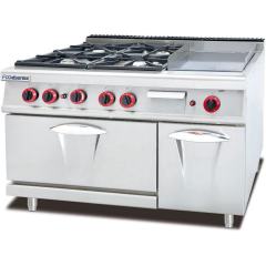 Commercial kitchen equipment 4 burner gas range  with griddle