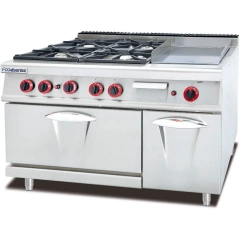 Commercial kitchen equipment 4 burner gas range  with griddle