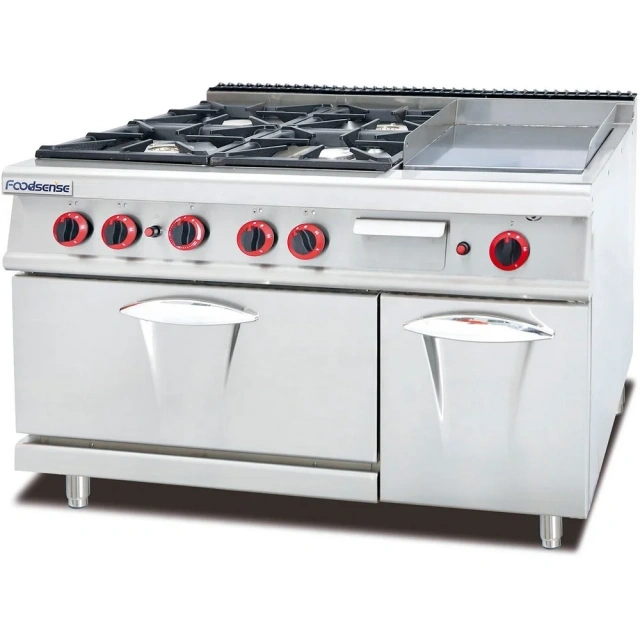 Commercial kitchen equipment 4 burner gas range  with griddle