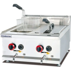 2-Tanks 2-Baskets Commercial Gas Fryer Industrial Deep Oil Fryer