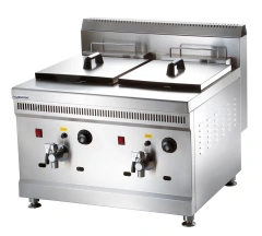 2-Tanks 2-Baskets Commercial Gas Fryer Industrial Deep Oil Fryer