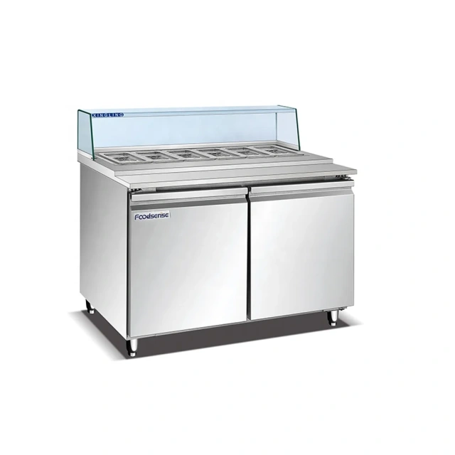 Stainless Steel marble  salad bar With refrigerant cabinet