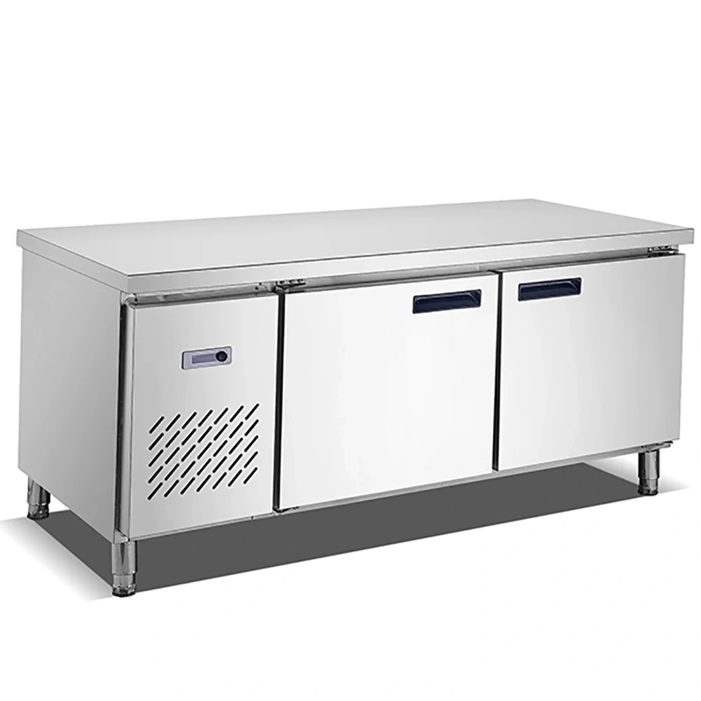 Commercial kitche stainless steel workbench  2 doors refrigerator