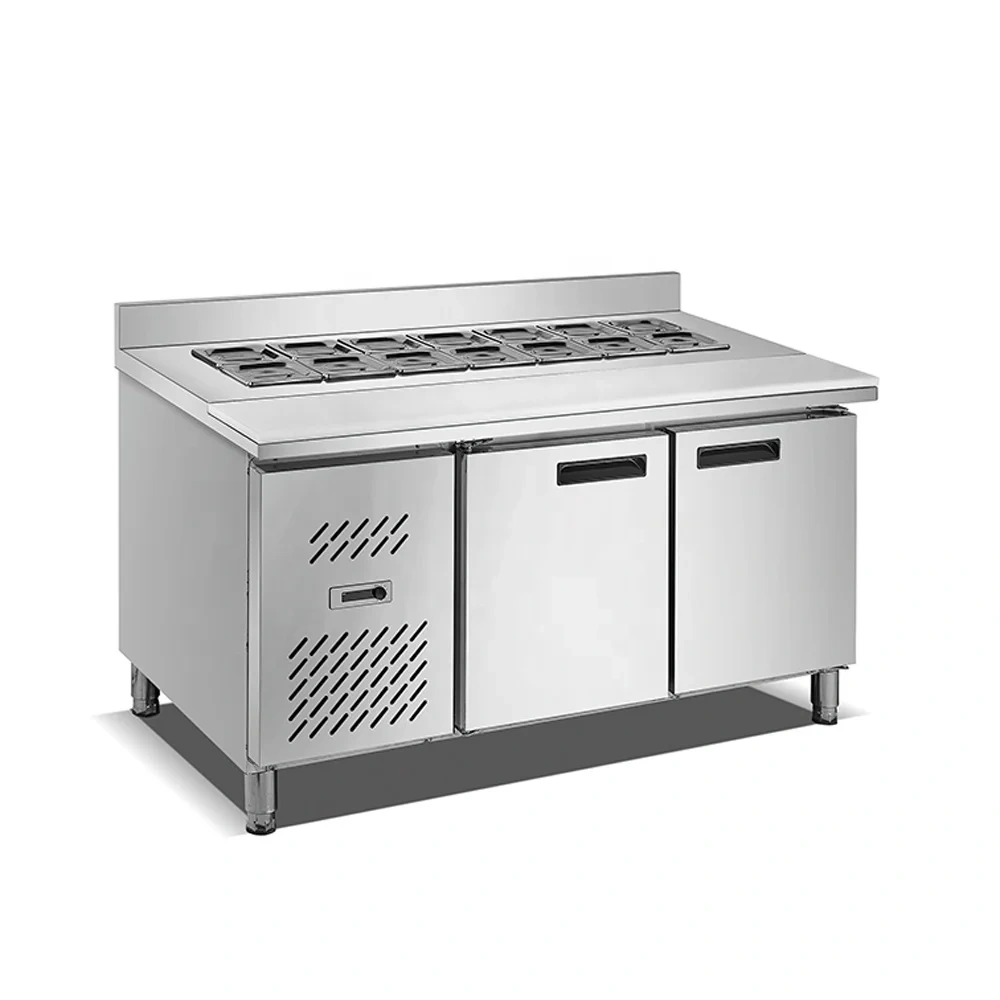 Stainless Steel marble  salad bar With refrigerant cabinet