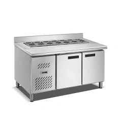 Stainless Steel marble  salad bar With refrigerant cabinet