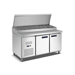 Stainless Steel marble  salad bar With refrigerant cabinet