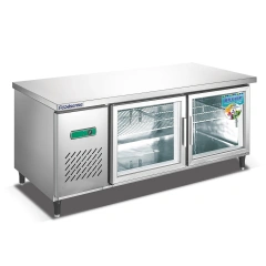 Commercial kitche stainless steel workbench  2 doors refrigerator
