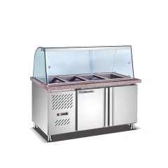 Stainless Steel marble  salad bar With refrigerant cabinet
