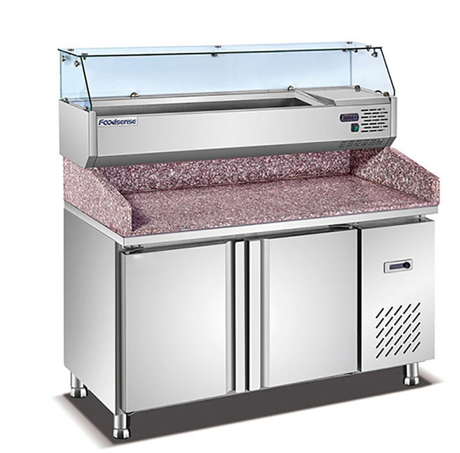Stainless Steel marble  salad bar With refrigerant cabinet