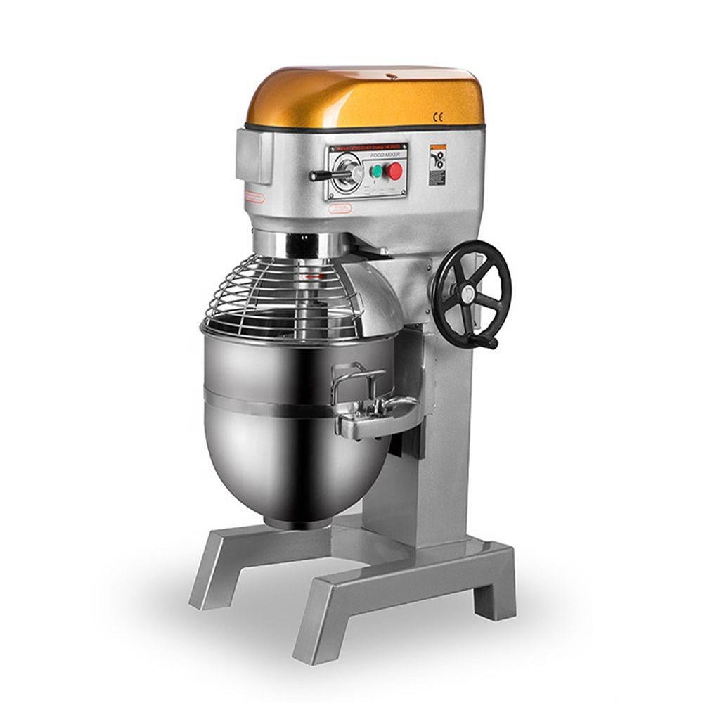 Three-function food mixer with timing and protective cover