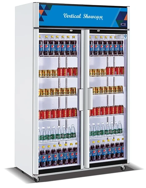 Supermarket 2 Glass Door display refrigerator Freezer For Beverages