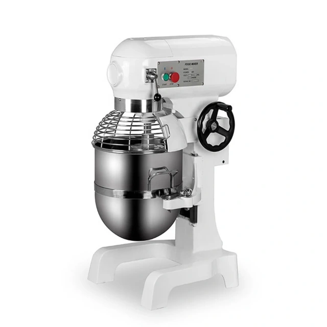 Three-function food mixer with timing and protective cover