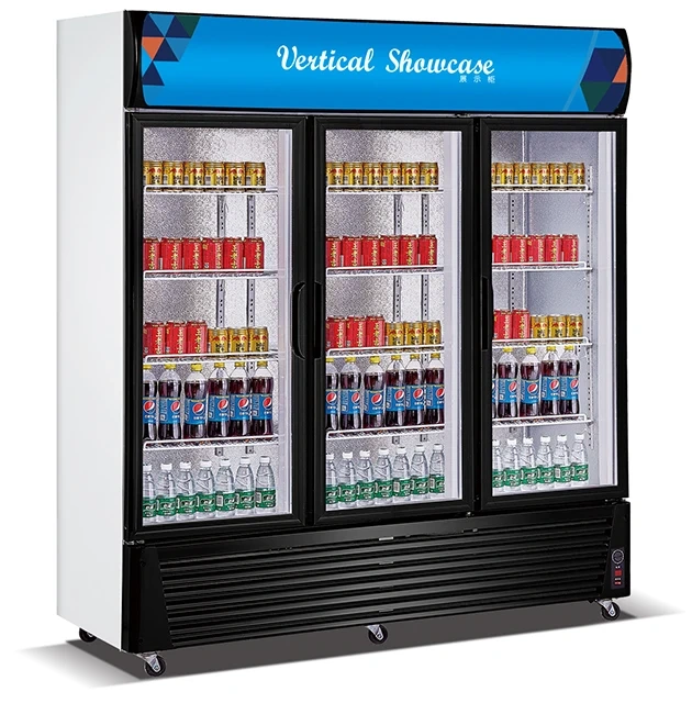 Supermarket 2 Glass Door display refrigerator Freezer For Beverages