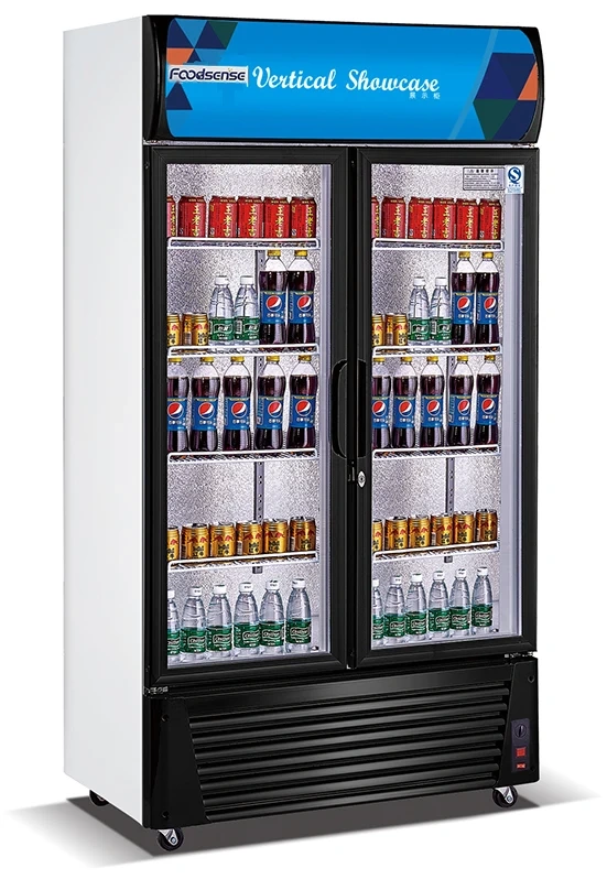 Supermarket 2 Glass Door display refrigerator Freezer For Beverages