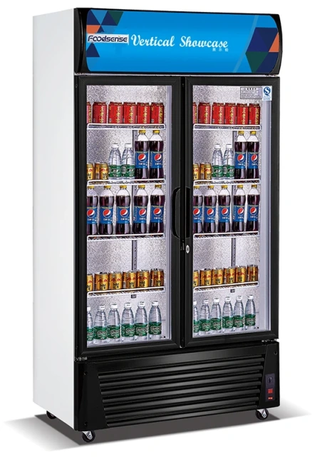 Supermarket 2 Glass Door display refrigerator Freezer For Beverages