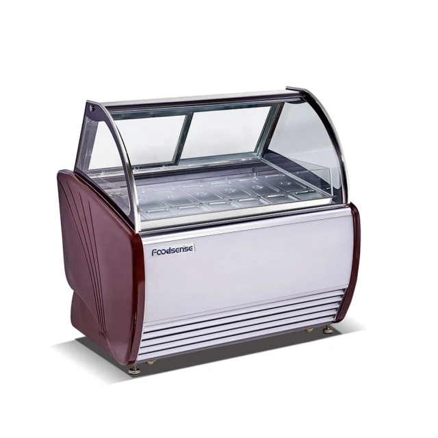 12 Pans Ice Cream Fridge Showcase Refrigerator Equipment