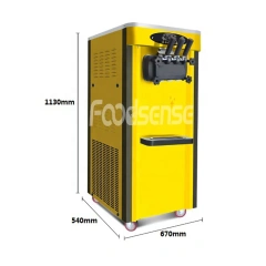 Vertical Yellow Ice cream machine Soft ice cream machine 4L*2