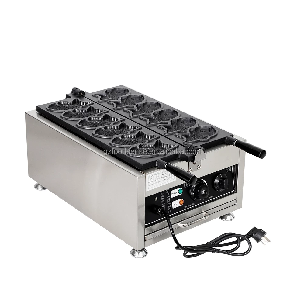 Electric Taiyaki Machine  3layers Nonstick 6pcs Fish Waffle Making