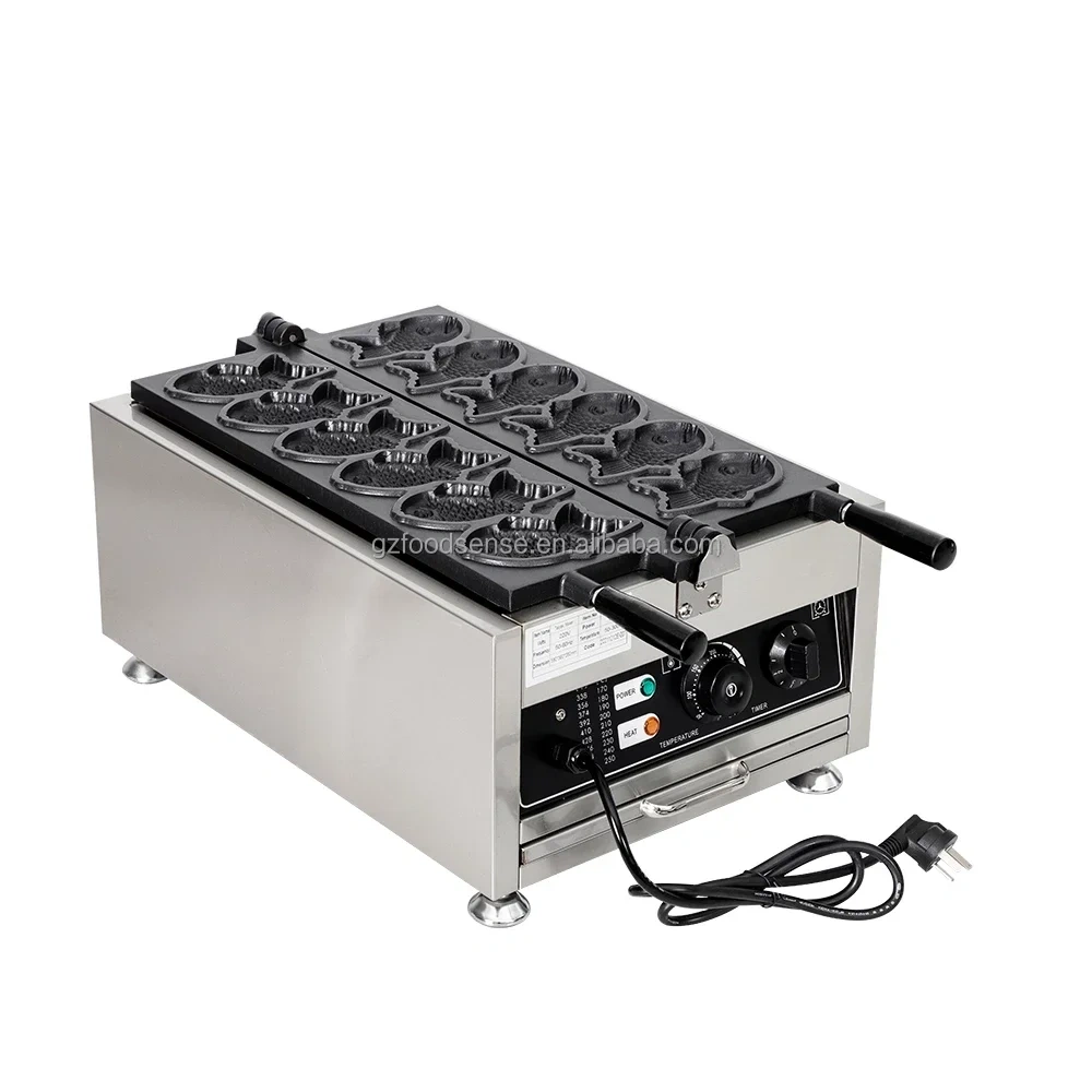 Electric Taiyaki Machine  3layers Nonstick 6pcs Fish Waffle Making